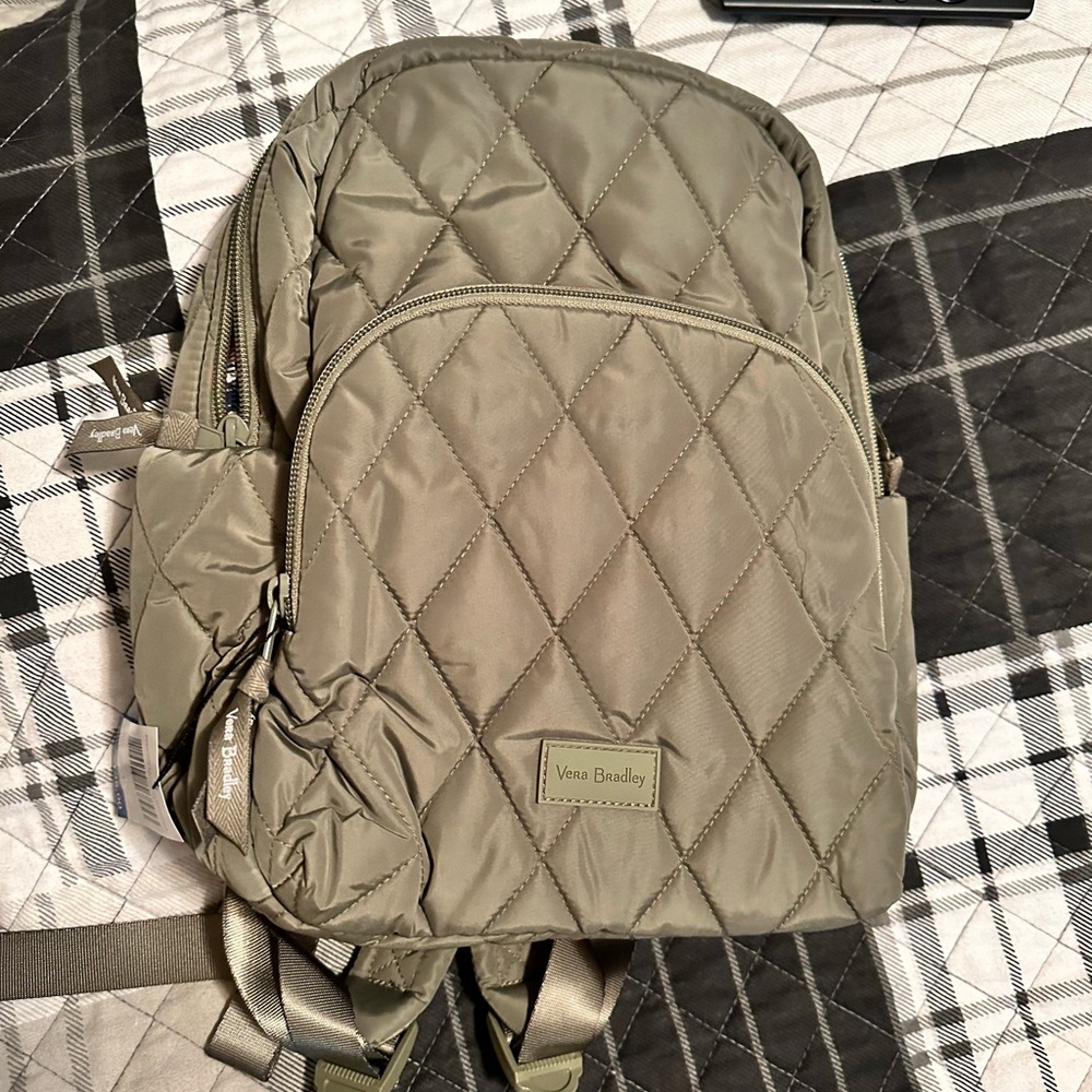 Vera Bradley Sage Essential Compact Backpack and Floral Sage Wallet NWT - Picture 3 of 10
